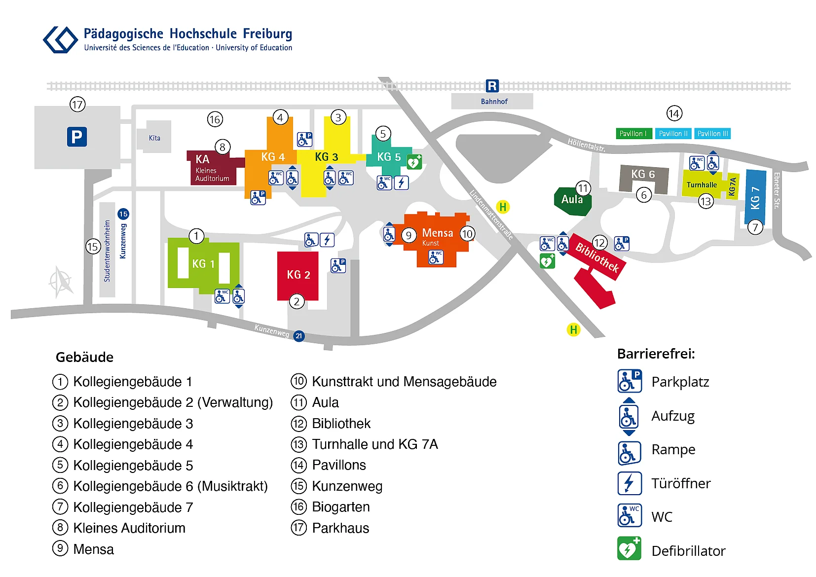 Lageplan der PH Freiburg Lageplan der PH Freiburg