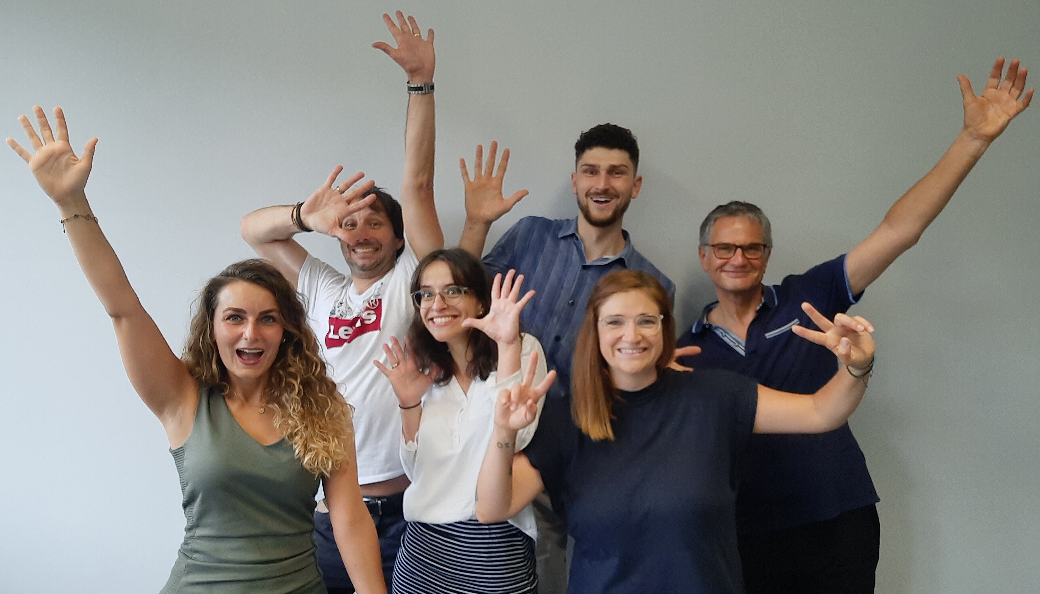 Photo der Abteilung Erwachsenenbildung/Weiterbildung: Hannah Reuten, Sven Klaiber, Nadja Schwendemann, Michael Geusen, Jenny Fehrenbacher und Thomas Fuhr