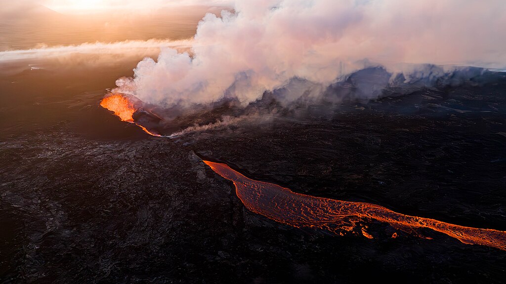 Volcanic Eruption at Litli-Hrútur mountain in Iceland, July 2023