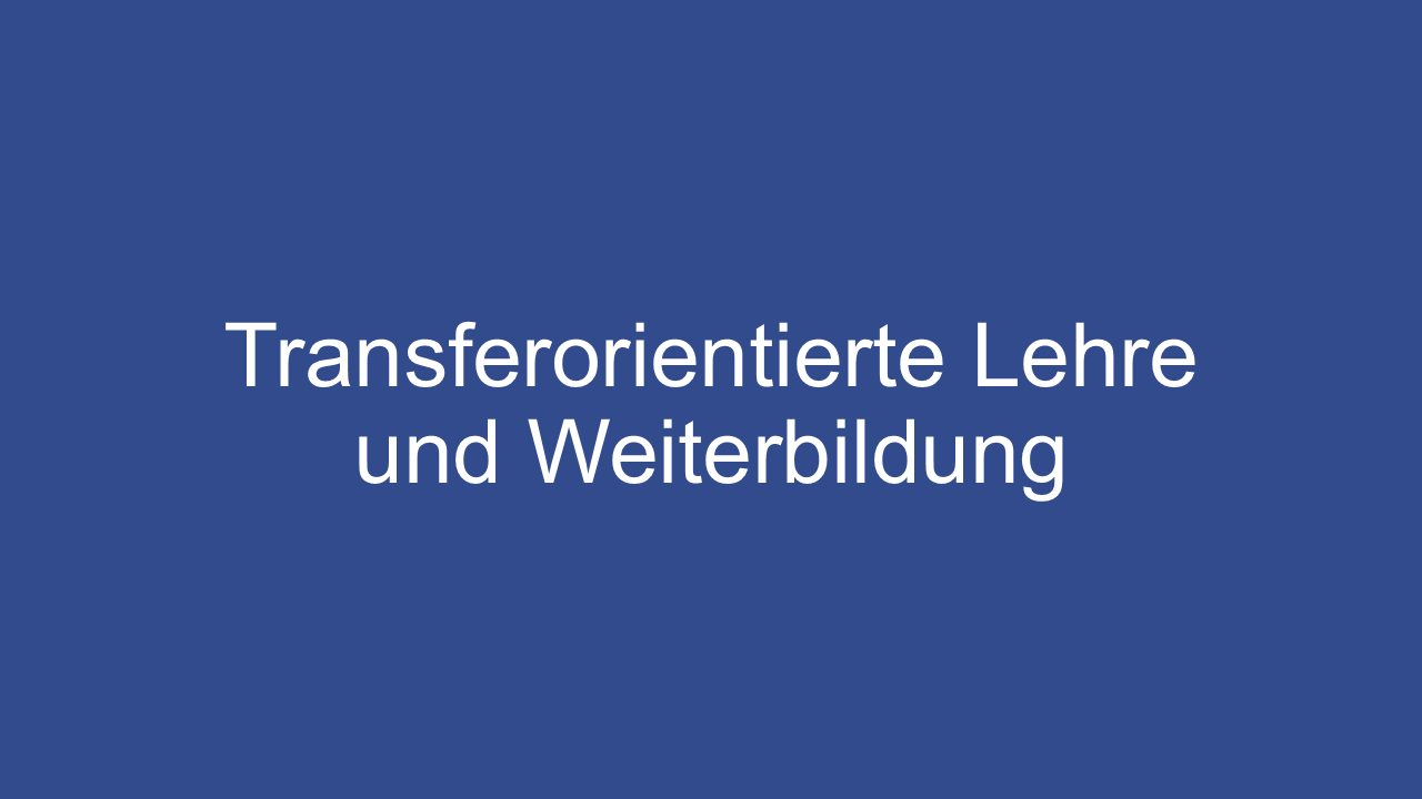 Transferorientierte Lehre und Weiterbildung